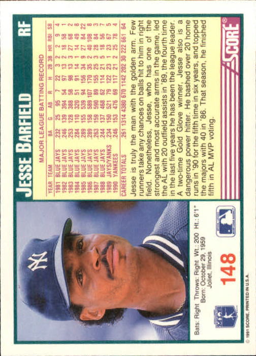 1991 Score Baseball Card Pick 1-249 - Picture 295 of 497