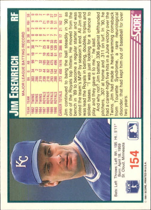 1991 Score Baseball Card Pick 1-249 - Picture 307 of 497