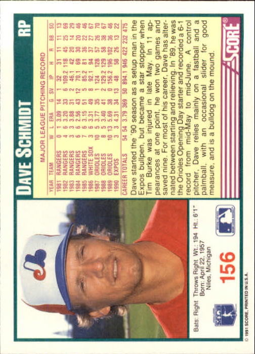 1991 Score Baseball Card Pick 1-249 - Picture 311 of 497
