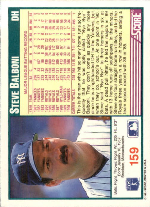 1991 Score Baseball Card Pick 1-249 - Picture 317 of 497