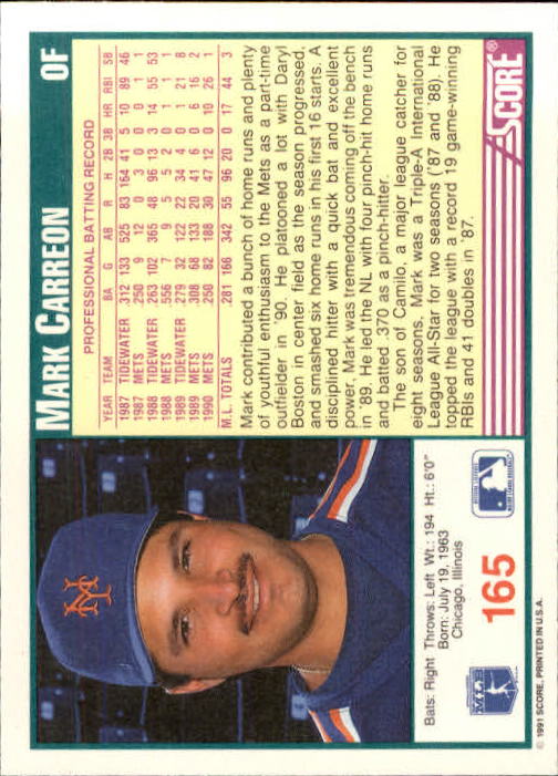 1991 Score Baseball Card Pick 1-249 - Picture 327 of 497