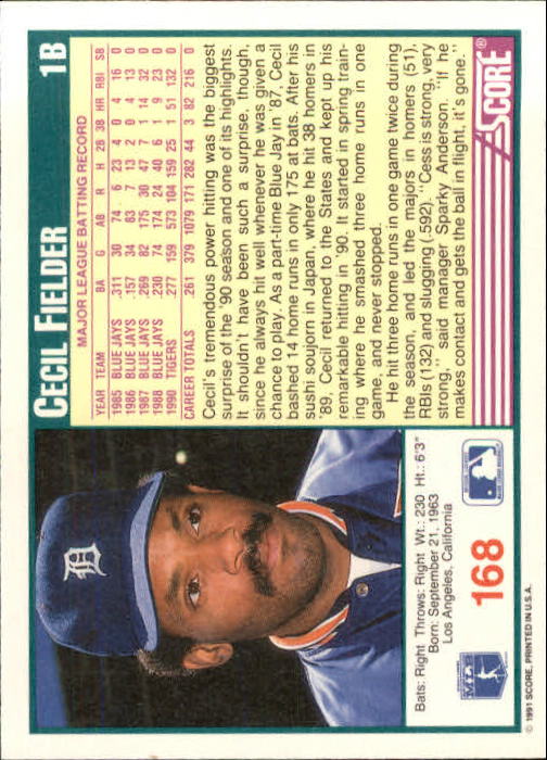 1991 Score Baseball Card Pick 1-249 - Picture 333 of 497