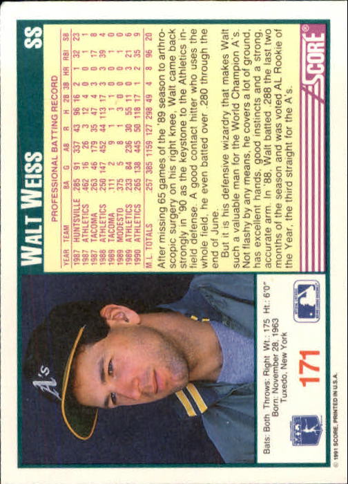 1991 Score Baseball Card Pick 1-249 - Picture 339 of 497