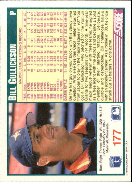 1991 Score Baseball Card Pick 1-249 - Picture 351 of 497