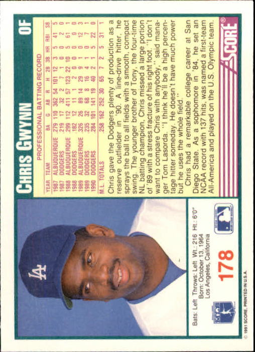 1991 Score Baseball Card Pick 1-249 - Picture 353 of 497