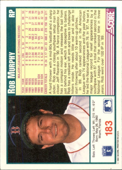 1991 Score Baseball Card Pick 1-249 - Picture 363 of 497
