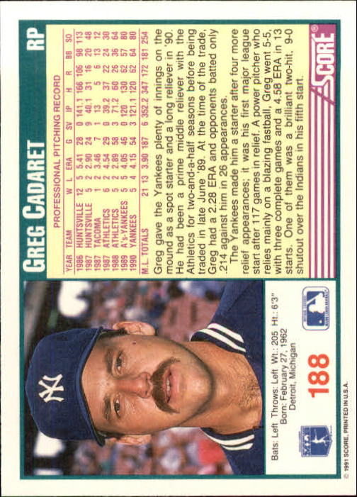 1991 Score Baseball Card Pick 1-249 - Picture 373 of 497