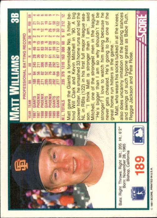 1991 Score Baseball Card Pick 1-249 - Picture 375 of 497