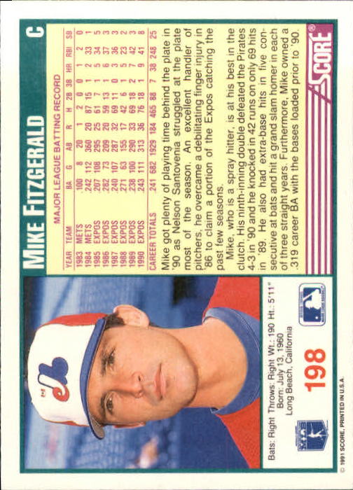 1991 Score Baseball Card Pick 1-249 - Picture 393 of 497