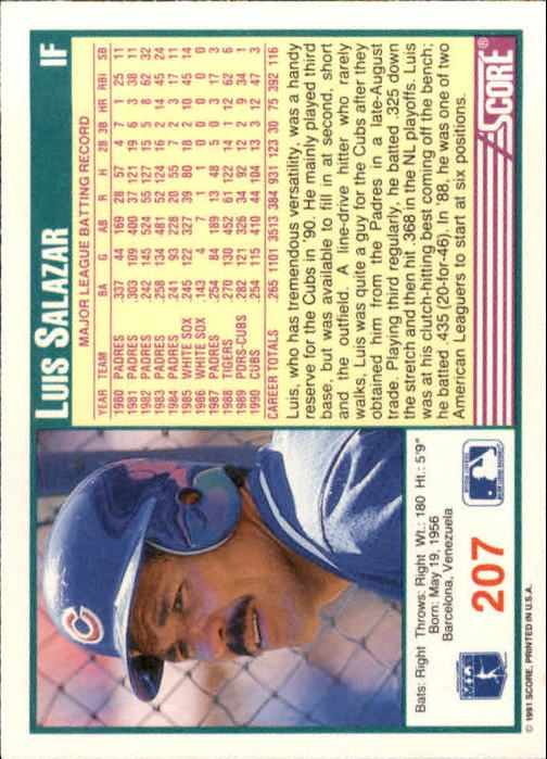 1991 Score Baseball Card Pick 1-249 - Picture 411 of 497