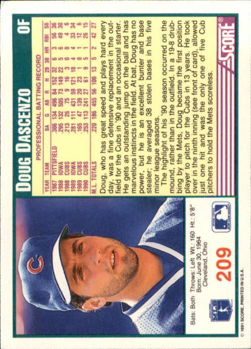 1991 Score Baseball Card Pick 1-249 - Picture 415 of 497