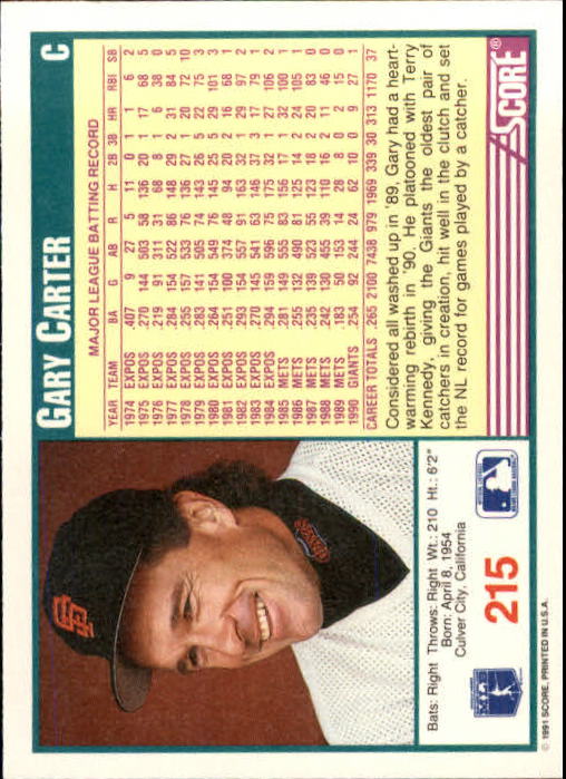 1991 Score Baseball Card Pick 1-249 - Picture 427 of 497
