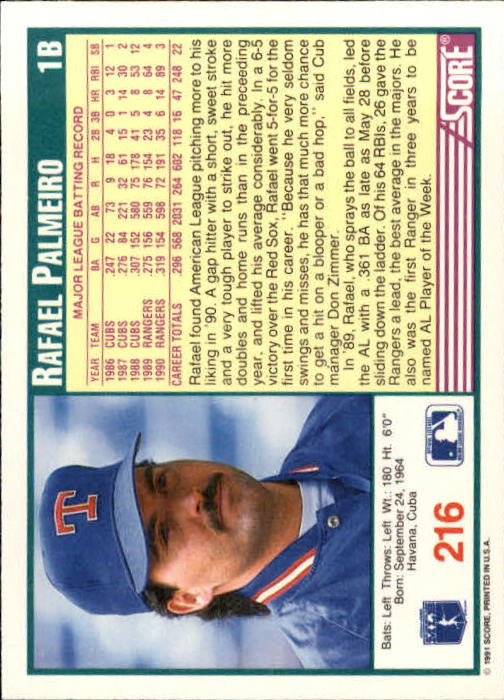 1991 Score Baseball Card Pick 1-249 - Picture 429 of 497