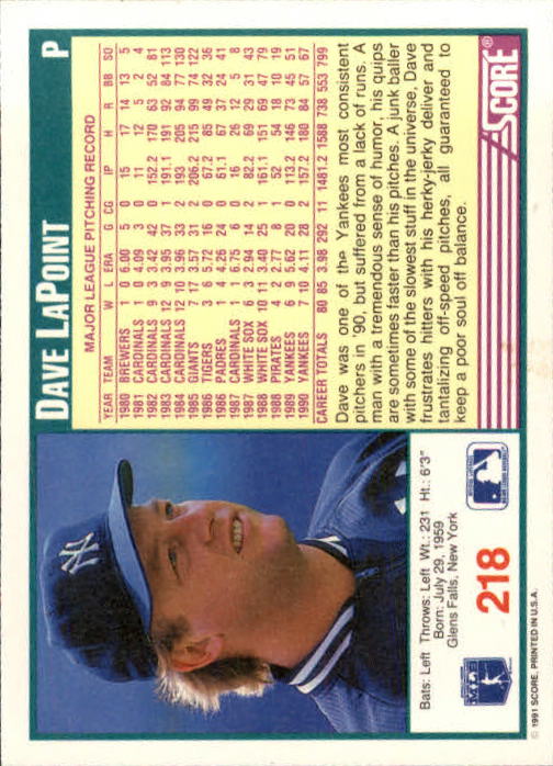 1991 Score Baseball Card Pick 1-249 - Picture 433 of 497