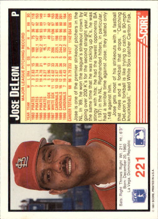 1991 Score Baseball Card Pick 1-249 - Picture 439 of 497