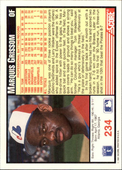 1991 Score Baseball Card Pick 1-249 - Picture 467 of 497