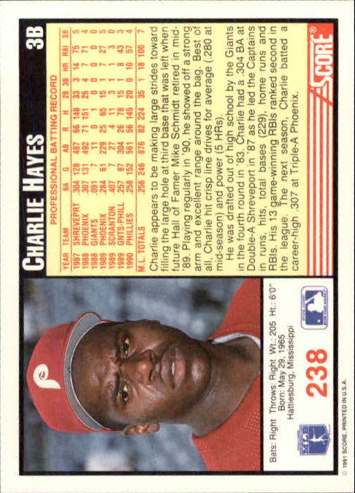 1991 Score Baseball Card Pick 1-249 - Picture 475 of 497