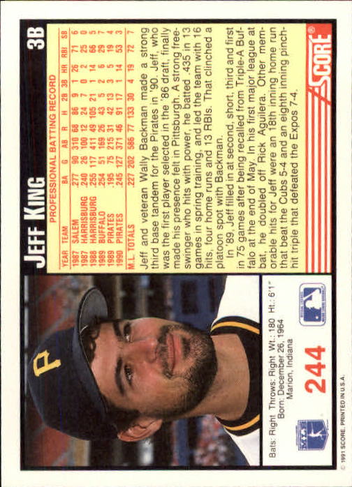 1991 Score Baseball Card Pick 1-249 - Picture 487 of 497
