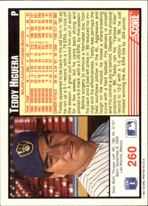 1991 Score Baseball Card Pick 250-497