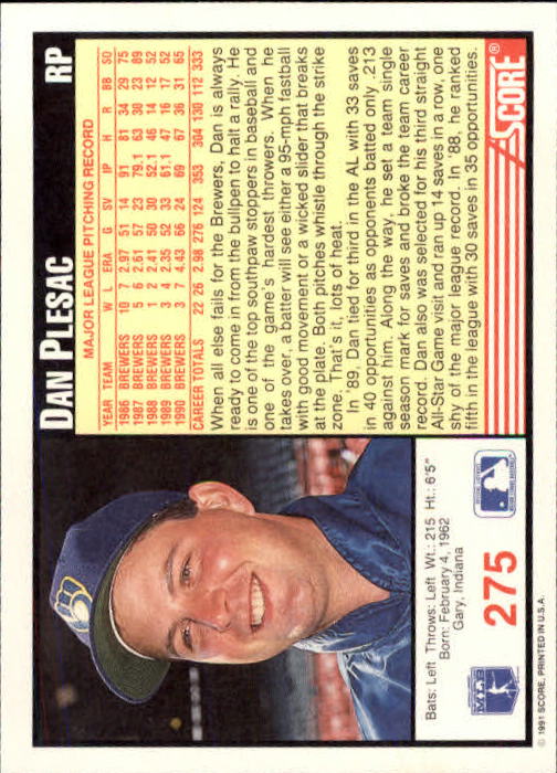 1991 Score Baseball Card Pick 250-497