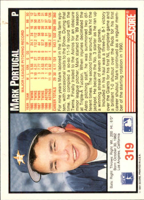 1991 Score Baseball Card Pick 250-497