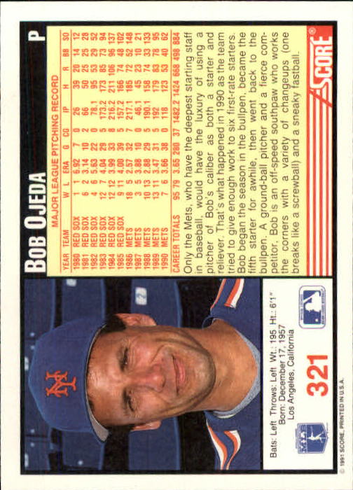 1991 Score Baseball Card Pick 250-497