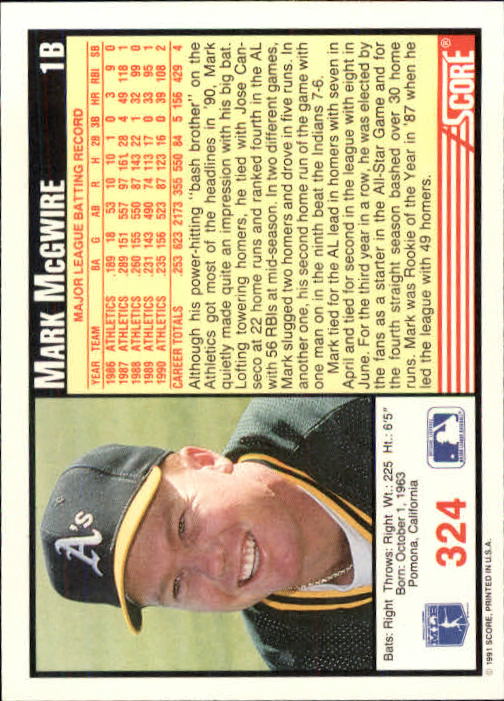 1991 Score Baseball Card Pick 250-497