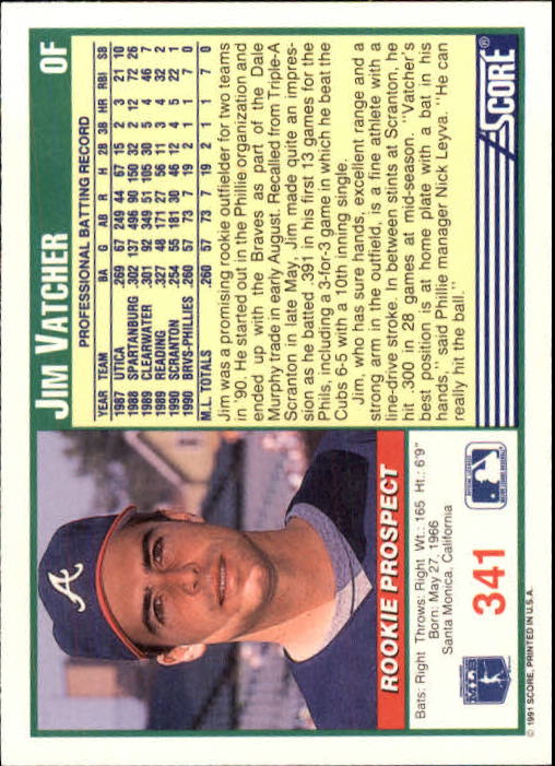 1991 Score Baseball Card Pick 250-497