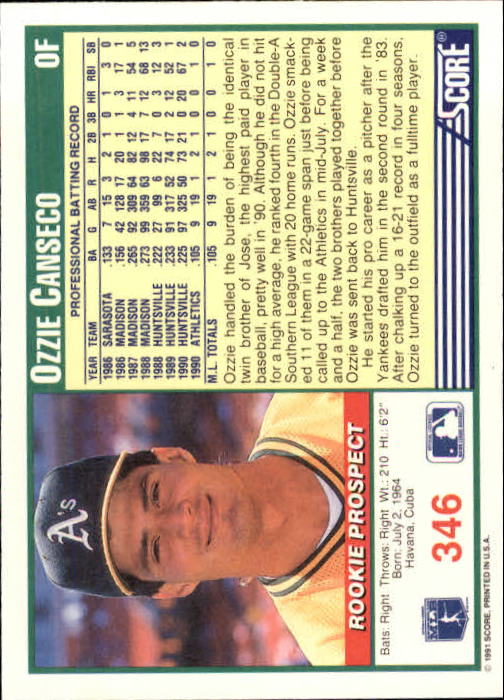 1991 Score Baseball Card Pick 250-497