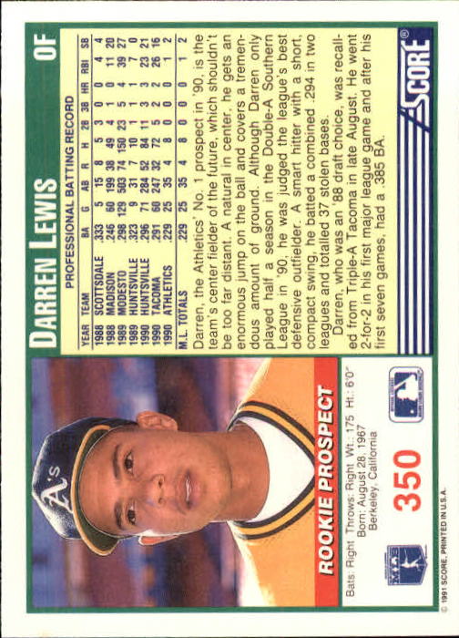 1991 Score Baseball Card Pick 250-497