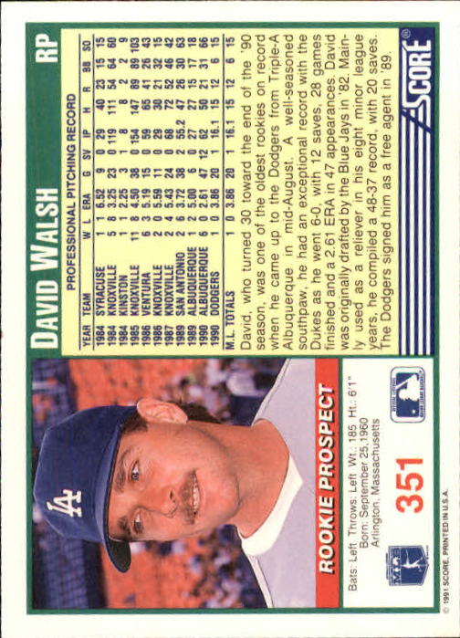 1991 Score Baseball Card Pick 250-497