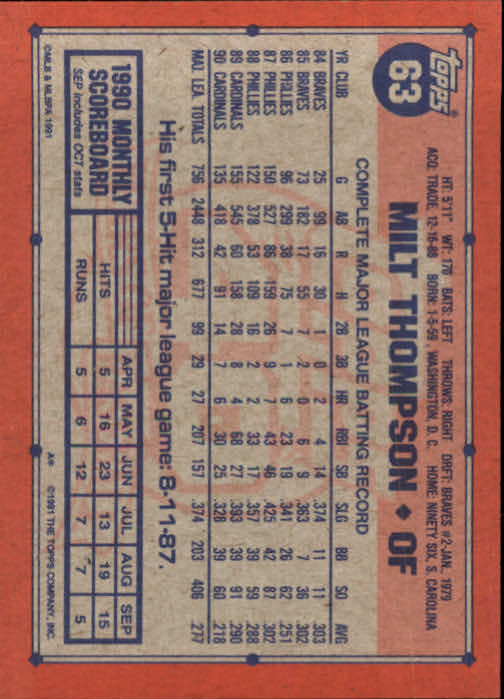 1991 Topps Baseball Card Pick 2-242 - Picture 123 of 473