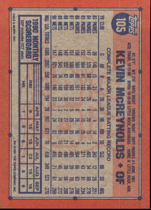 1991 Topps Baseball Card Pick 2-242 - Picture 205 of 473