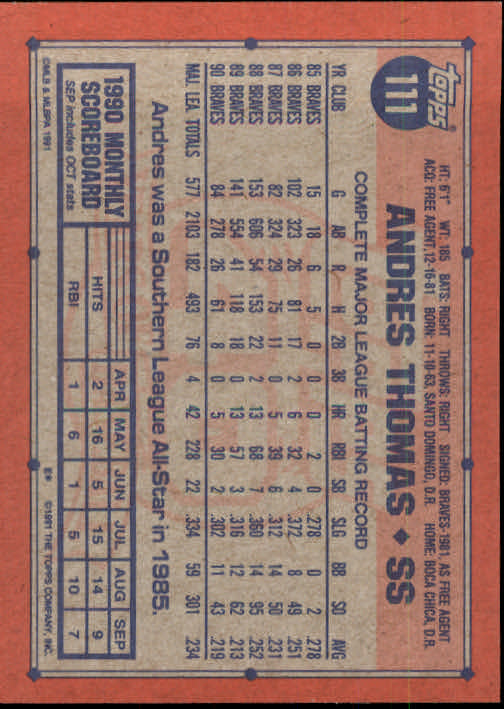 1991 Topps Baseball Card Pick 2-242 - Picture 215 of 473