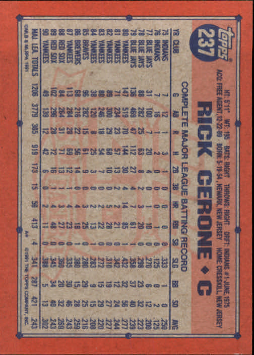 1991 Topps Baseball Card Pick 2-242 - Picture 463 of 473