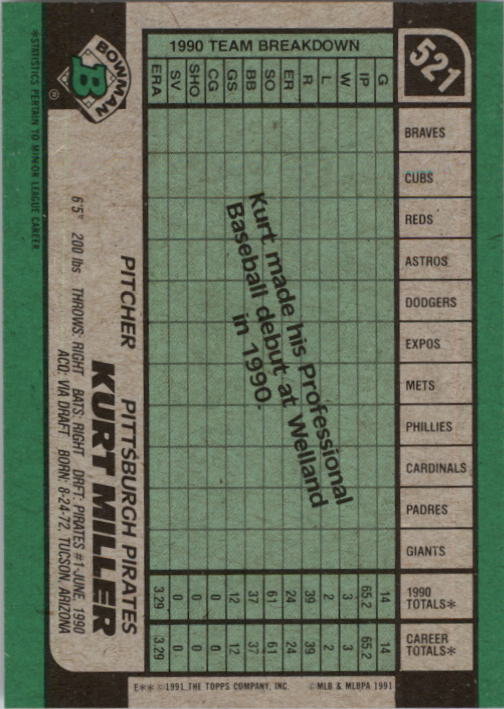thumbnail 43  - A9914- 1991 Bowman Baseball Cards 501-704 +Rookies -You Pick- 10+ FREE US SHIP