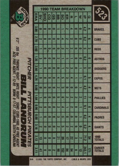 A9914- 1991 Bowman Baseball Cards 501-704 +Rookies -You Pick- 10+ FREE US SHIP - Picture 47 of 395