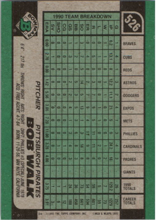 thumbnail 53  - A9914- 1991 Bowman Baseball Cards 501-704 +Rookies -You Pick- 10+ FREE US SHIP