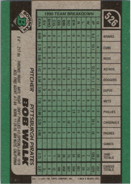 A9914- 1991 Bowman Baseball Cards 501-704 +Rookies -You Pick- 10+ FREE US SHIP - Picture 53 of 395