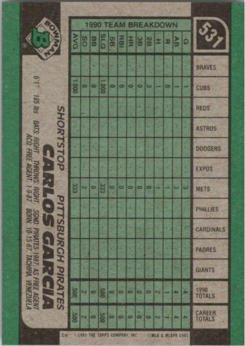 A9914- 1991 Bowman Baseball Cards 501-704 +Rookies -You Pick- 10+ FREE US SHIP - Picture 63 of 395