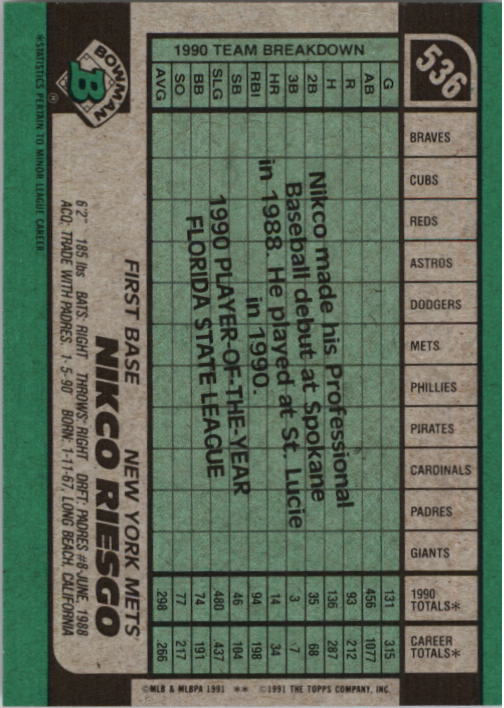 A9914- 1991 Bowman Baseball Cards 501-704 +Rookies -You Pick- 10+ FREE US SHIP - Picture 73 of 395