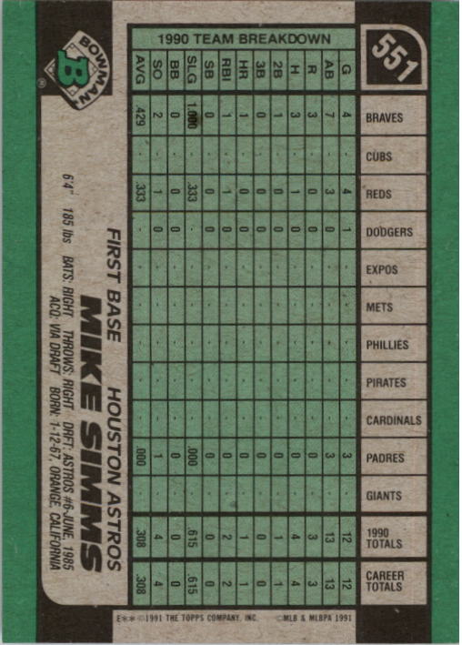 A9914- 1991 Bowman Baseball Cards 501-704 +Rookies -You Pick- 10+ FREE US SHIP - Picture 101 of 395