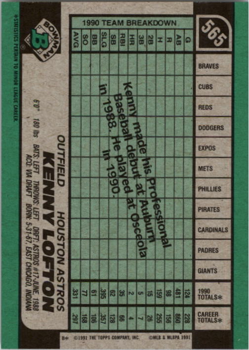 thumbnail 129  - A9914- 1991 Bowman Baseball Cards 501-704 +Rookies -You Pick- 10+ FREE US SHIP
