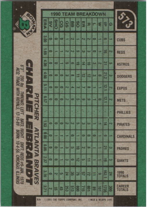 thumbnail 143  - A9914- 1991 Bowman Baseball Cards 501-704 +Rookies -You Pick- 10+ FREE US SHIP