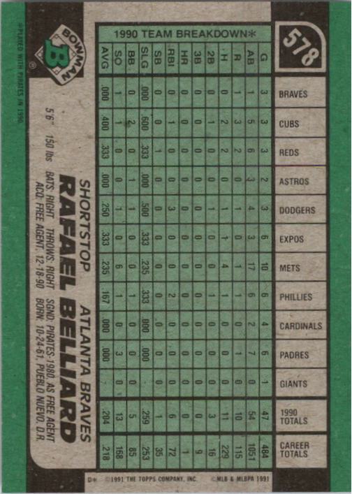 thumbnail 149  - A9914- 1991 Bowman Baseball Cards 501-704 +Rookies -You Pick- 10+ FREE US SHIP