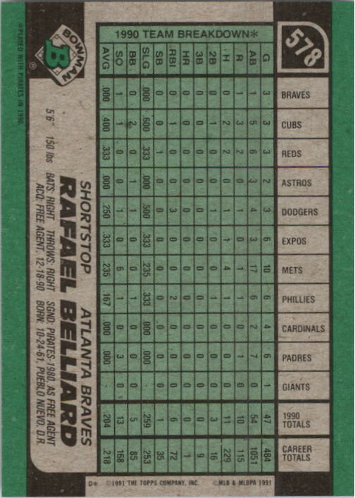 A9914- 1991 Bowman Baseball Cards 501-704 +Rookies -You Pick- 10+ FREE US SHIP - Picture 149 of 395