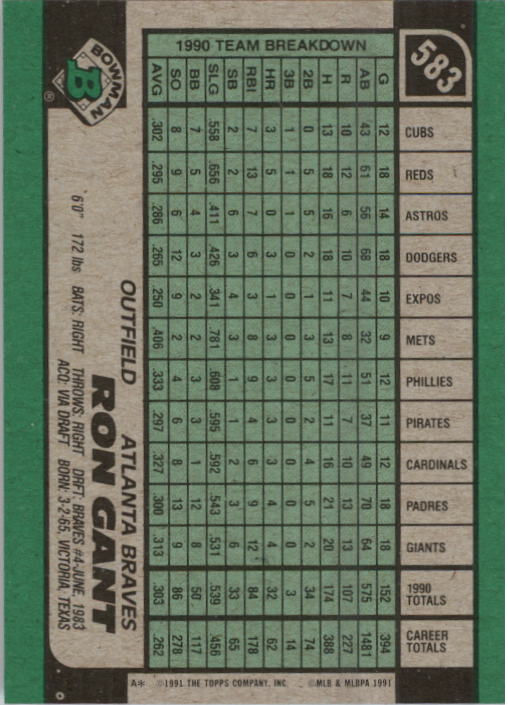 thumbnail 157  - A9914- 1991 Bowman Baseball Cards 501-704 +Rookies -You Pick- 10+ FREE US SHIP