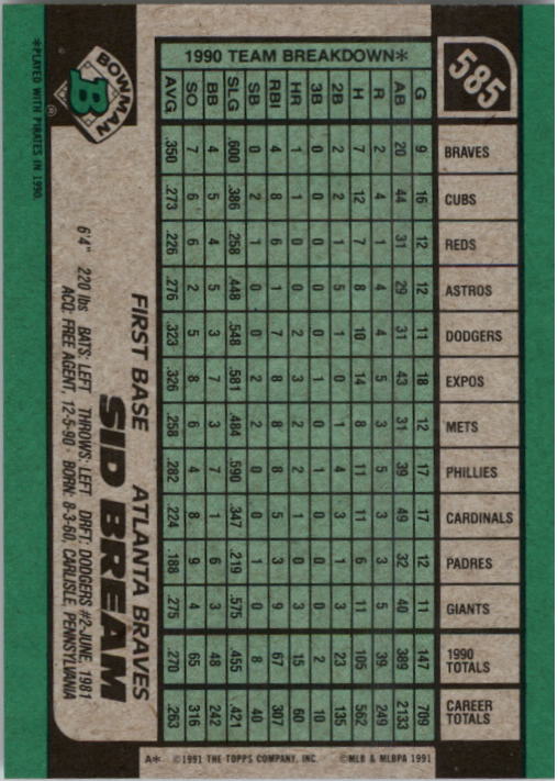thumbnail 161  - A9914- 1991 Bowman Baseball Cards 501-704 +Rookies -You Pick- 10+ FREE US SHIP