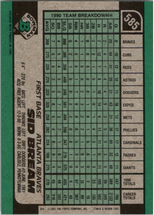A9914- 1991 Bowman Baseball Cards 501-704 +Rookies -You Pick- 10+ FREE US SHIP - Picture 161 of 395