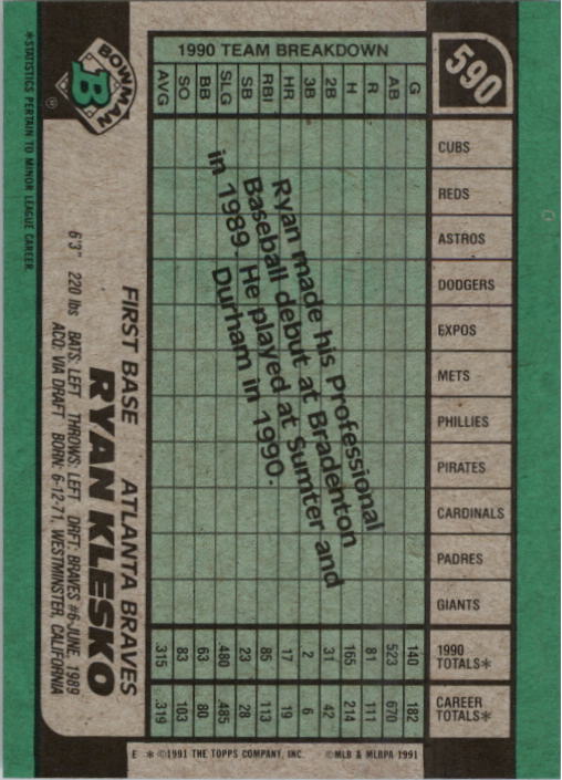 thumbnail 169  - A9914- 1991 Bowman Baseball Cards 501-704 +Rookies -You Pick- 10+ FREE US SHIP